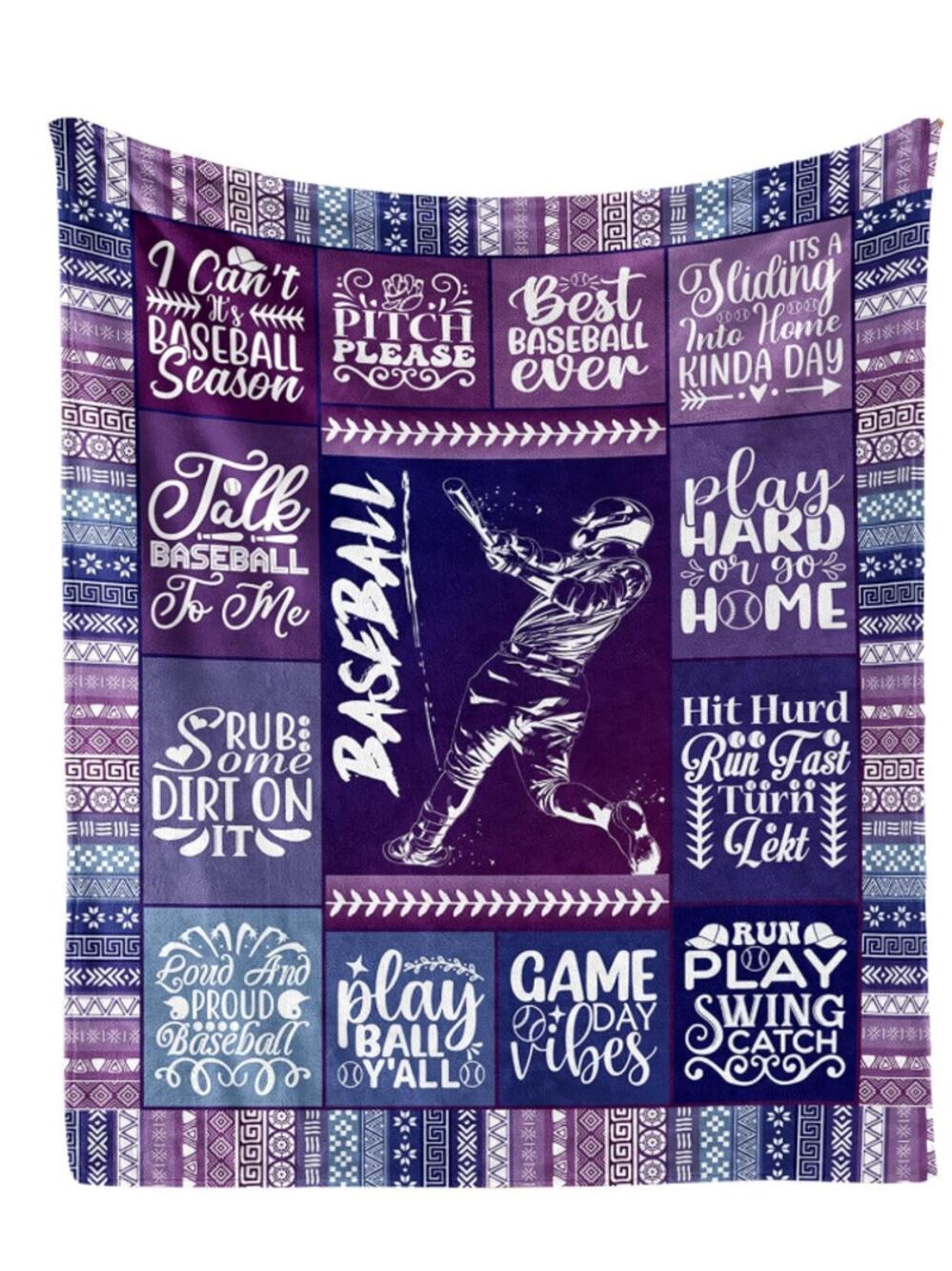 Baseball Themed Design Printed Throw Blanket 40"x 50"